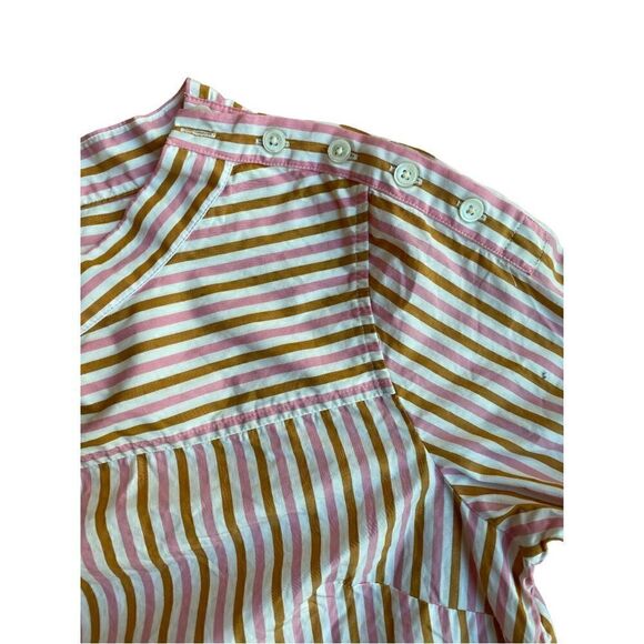 J. Crew Stripe Funnel Neck Blouse Size 8 - Picture 1 of 4